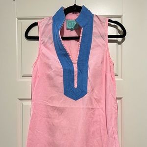Sail to Sable Pink and Blue Sleeveless Classic Tunic Dress